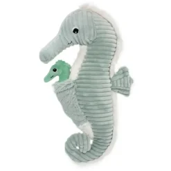 Peluche hippocampe Papadou papa/bébé menthe