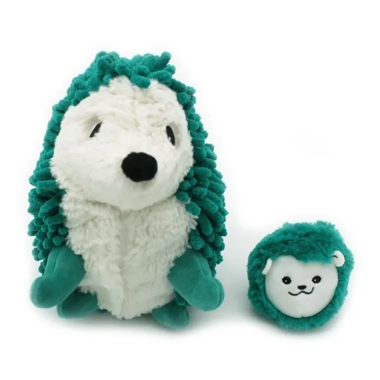 Peluche hérisson maman et son bébé Piktou vert