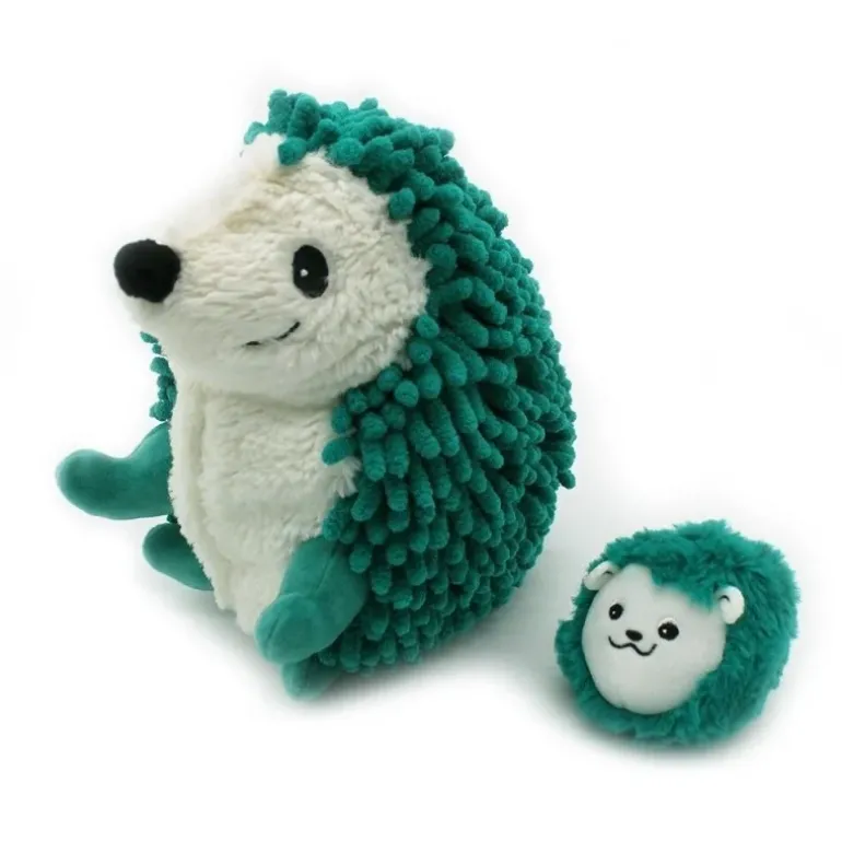 Peluche hérisson maman et son bébé Piktou vert