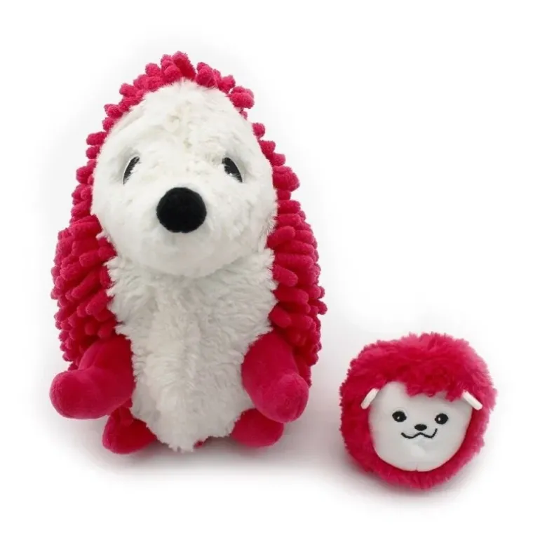 Peluche hérisson maman et son bébé Piktou Betterave