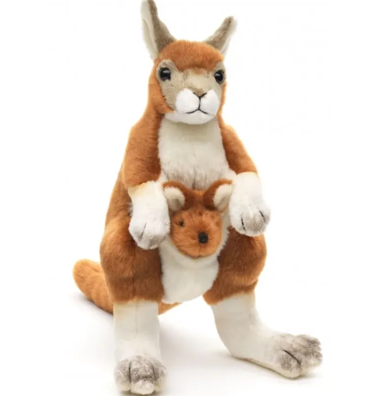 Peluche kangourou avec bébé - 23 cm