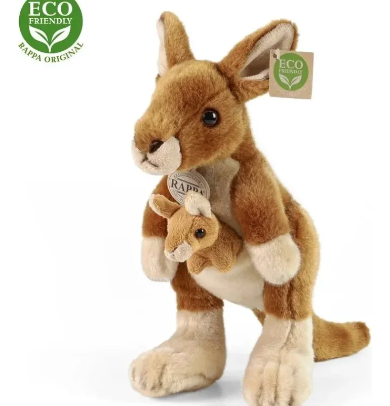 Peluche kangourou avec bébé - 27 cm