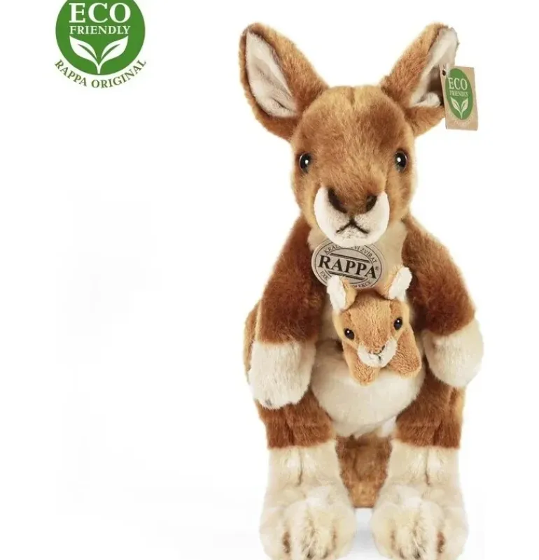 Peluche kangourou avec bébé - 27 cm
