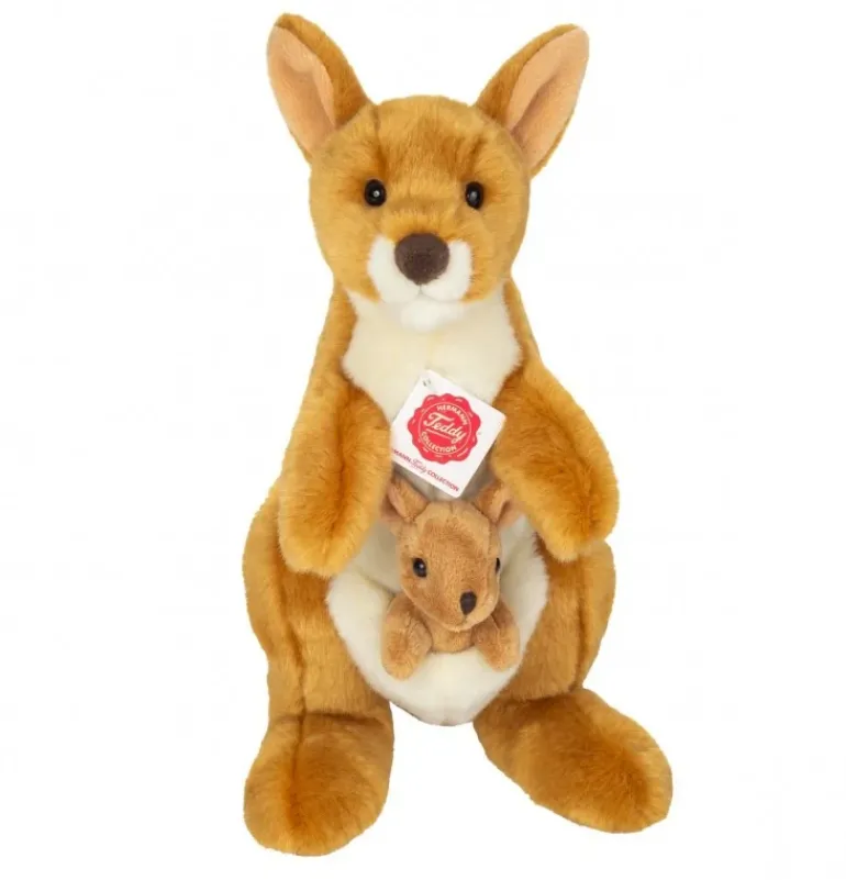 Peluche kangourou avec bébé - 30 cm