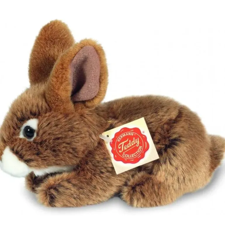 Peluche lapin assis marron - 19 cm
