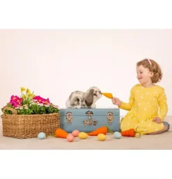 Peluche lapin bélier gris et blanc - 30 cm