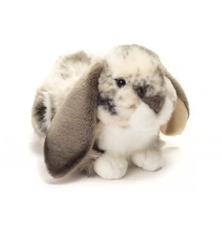 Peluche lapin bélier gris et blanc - 30 cm