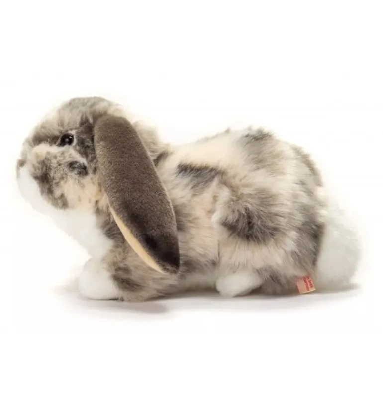 Peluche lapin bélier gris et blanc - 30 cm
