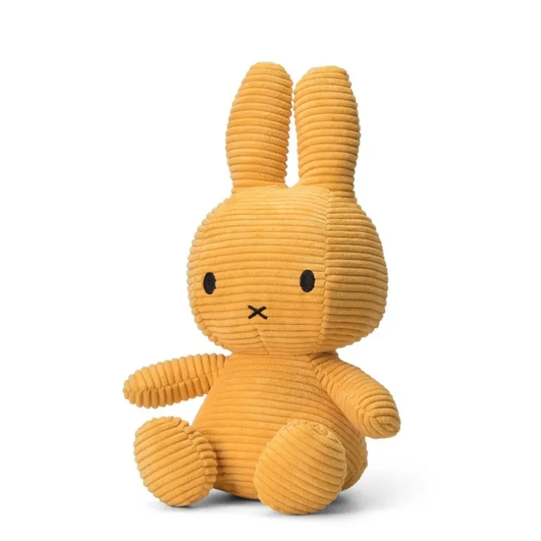 Peluche lapin Miffy en velours côtelé jaune - 33 cm