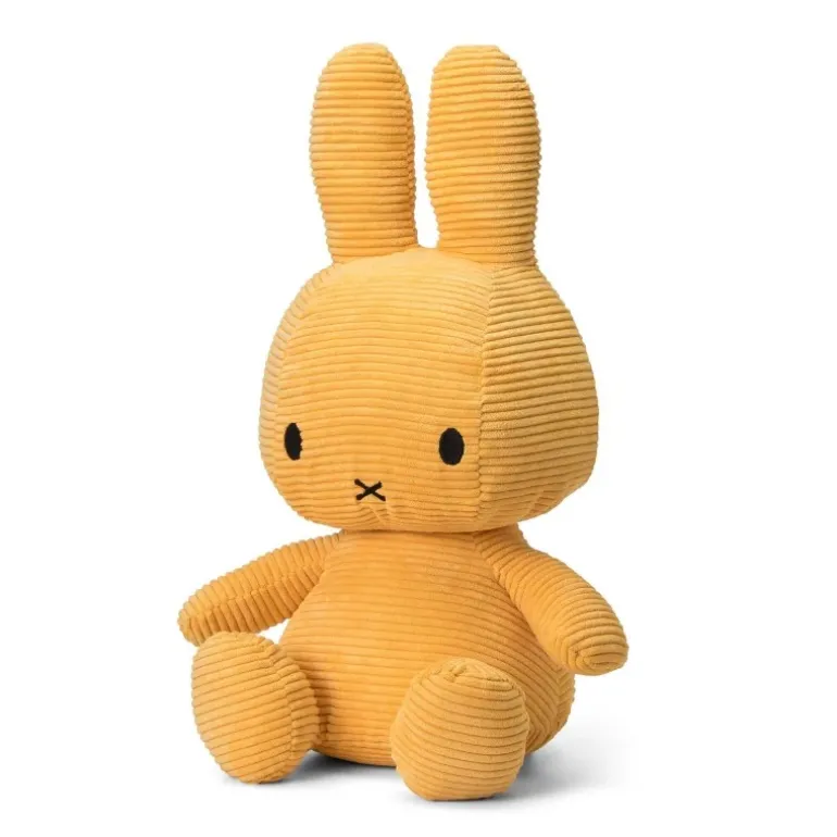 Peluche lapin Miffy en velours côtelé jaune - 50 cm