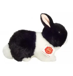 Peluche lapin noir et blanc - 23 cm