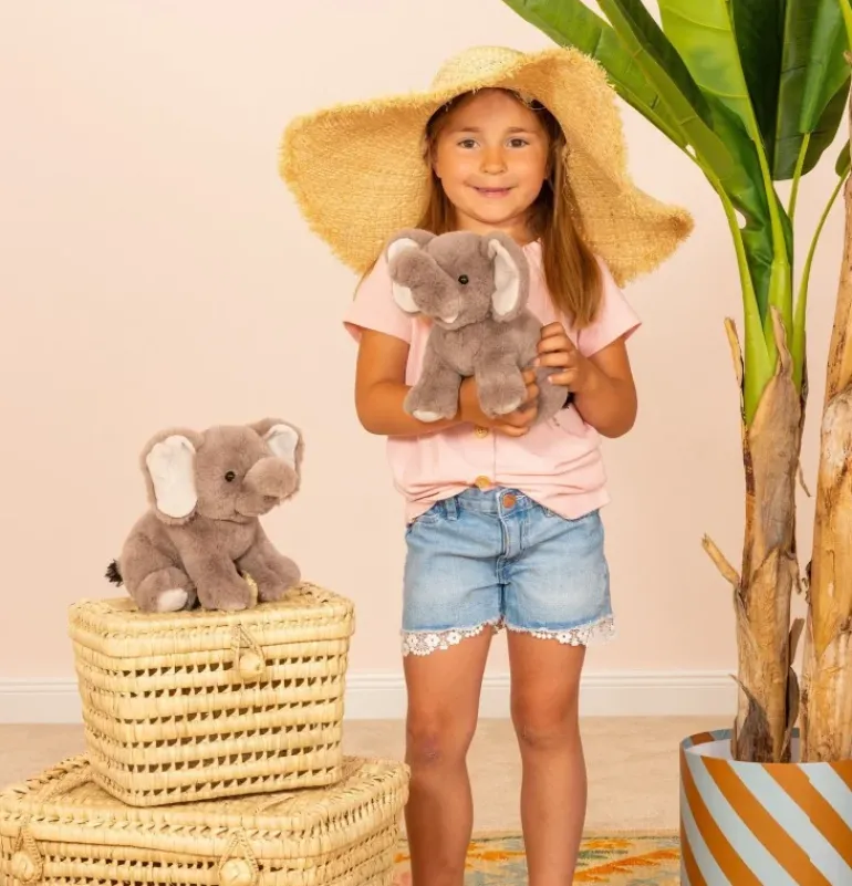 Peluche éléphant assis - 25 cm