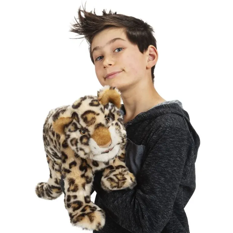Peluche marionnette bébé léopard