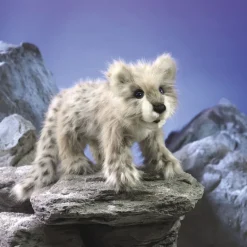 Peluche marionnette bébé panthère des neiges