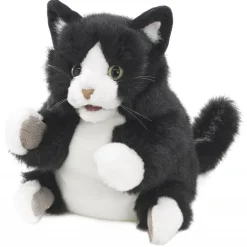 Peluche marionnette Chaton noir et blanc