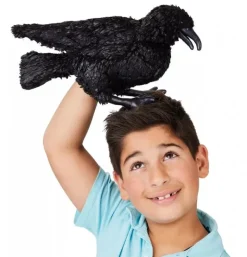 Peluche marionnette corbeau