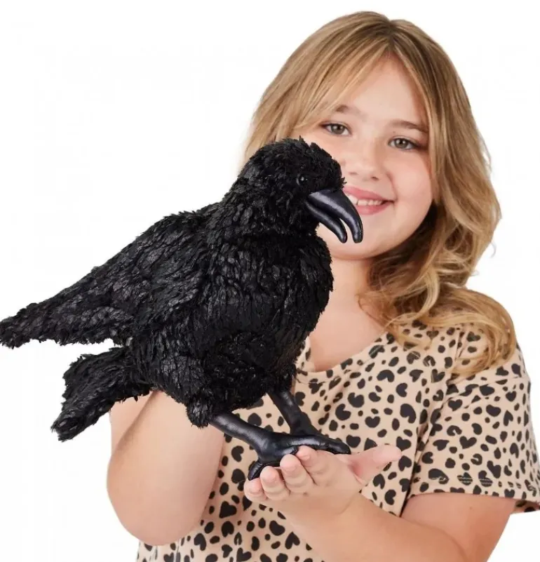 Peluche marionnette corbeau
