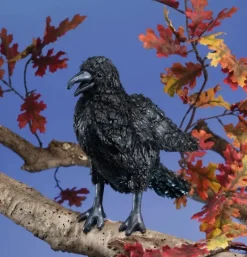 Peluche marionnette corbeau