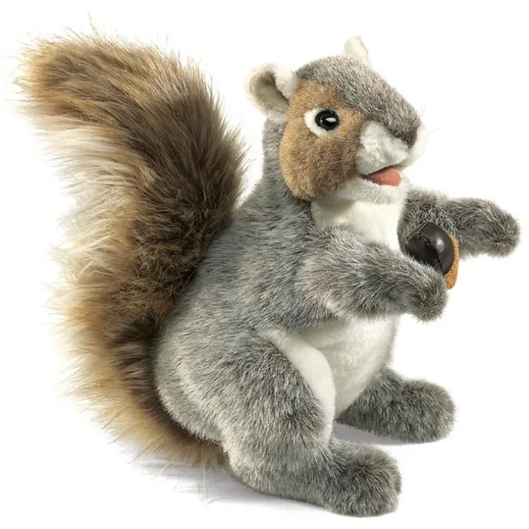 Peluche marionnette Écureuil gris