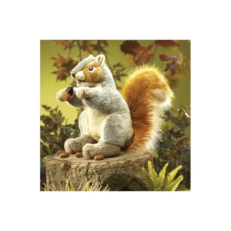 Peluche marionnette Écureuil gris