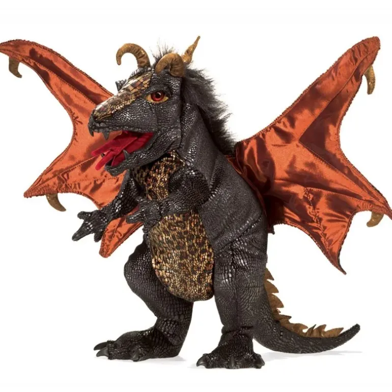 Peluche marionnette Dragon noir