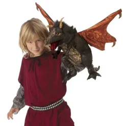 Peluche marionnette Dragon noir