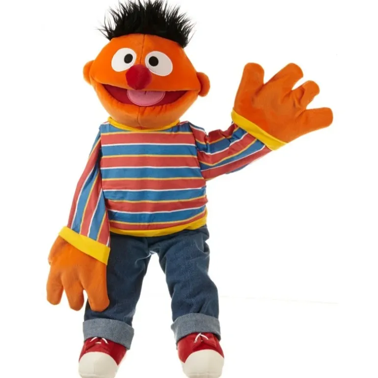 Peluche marionnette Ernest de 1 rue Sésame - 45 cm