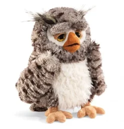 Peluche marionnette Hibou sage