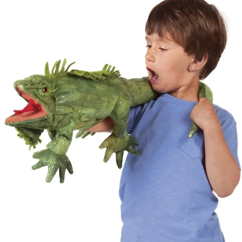Peluche marionnette iguane