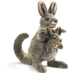 Peluche marionnette Kangourou avec bébé