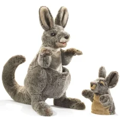 Peluche marionnette Kangourou avec bébé