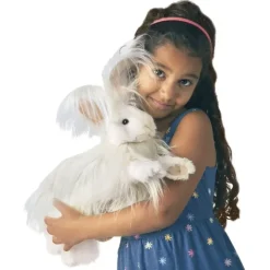 Peluche marionnette Lapin angora