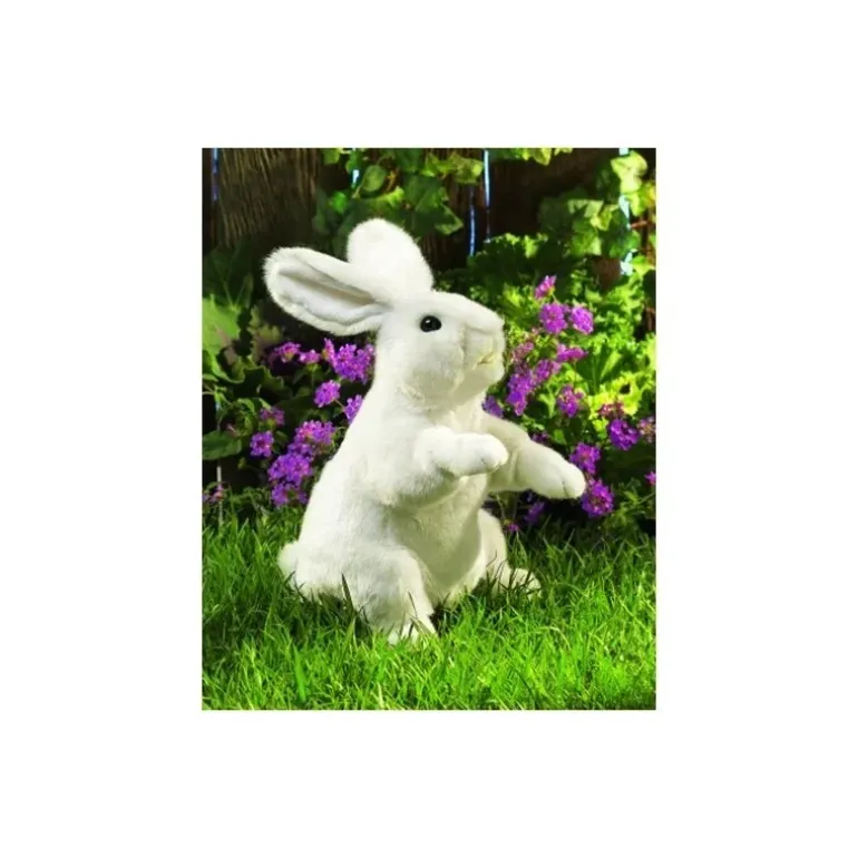Peluche marionnette Lapin blanc debout