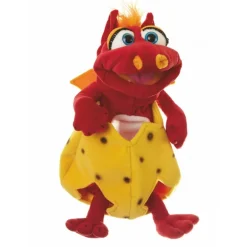 Peluche marionnette Le petit dragon Ottilie dans son oeuf