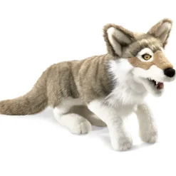 Peluche marionnette Loup gris