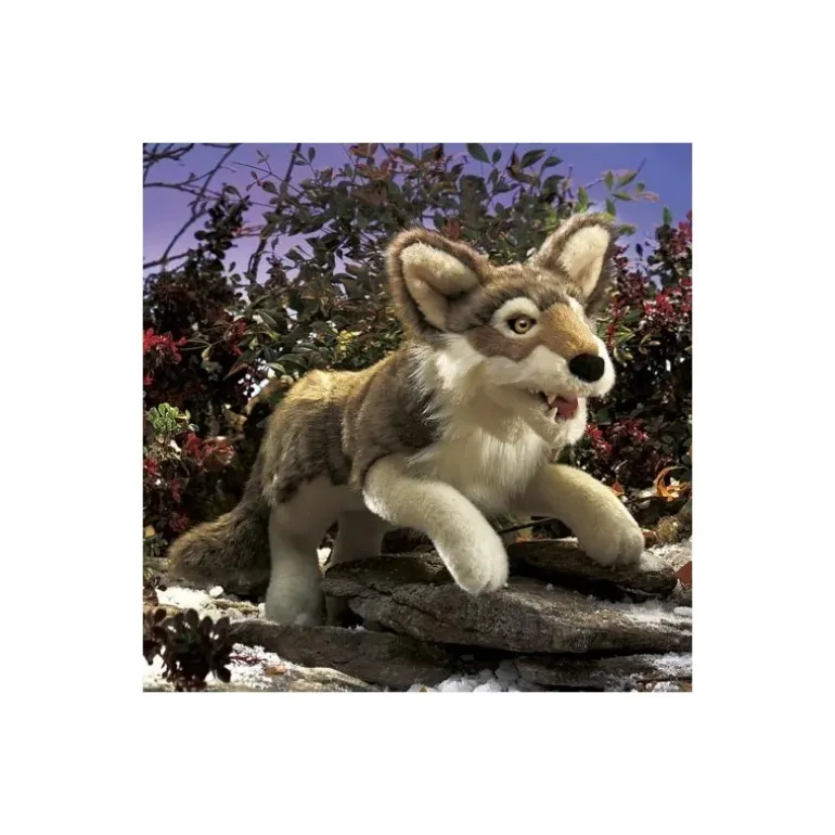 Peluche marionnette Loup gris