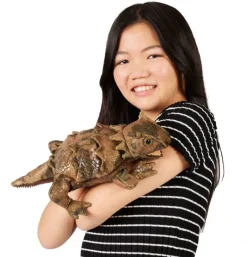 Peluche marionnette lézard cornu