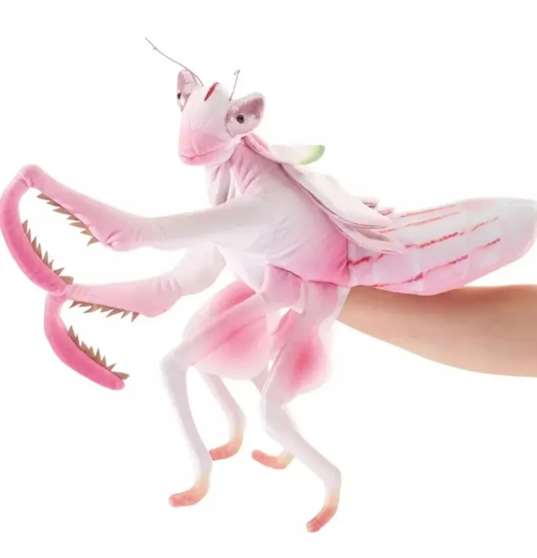 Peluche marionnette mante religieuse orchidée