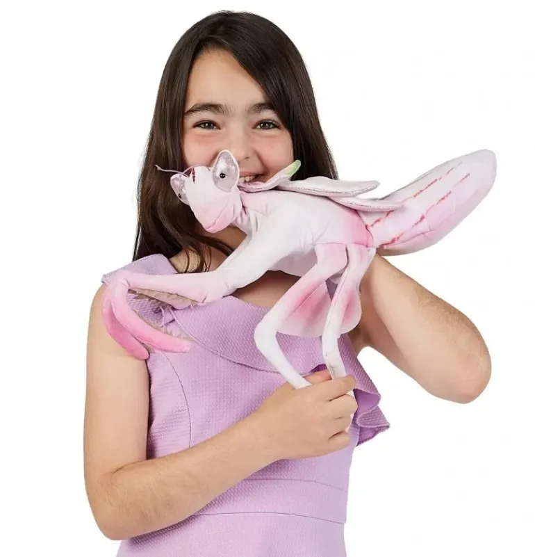 Peluche marionnette mante religieuse orchidée