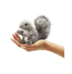 Peluche marionnette Mini écureuil gris