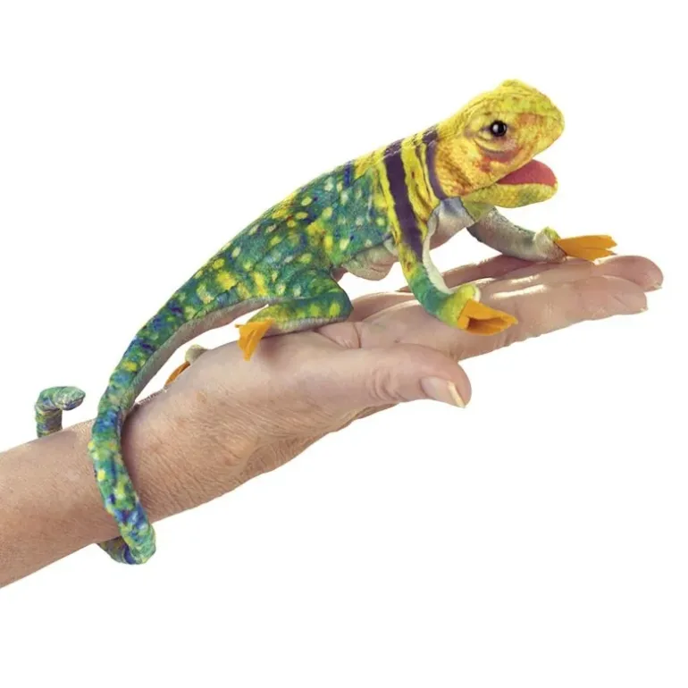 Peluche marionnette Mini lézard à collier