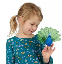 Peluche marionnette mini paon