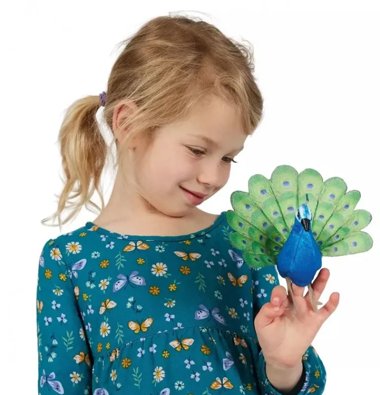 Peluche marionnette mini paon