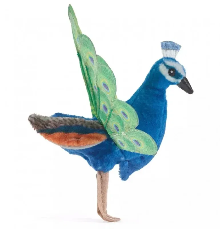 Peluche marionnette mini paon