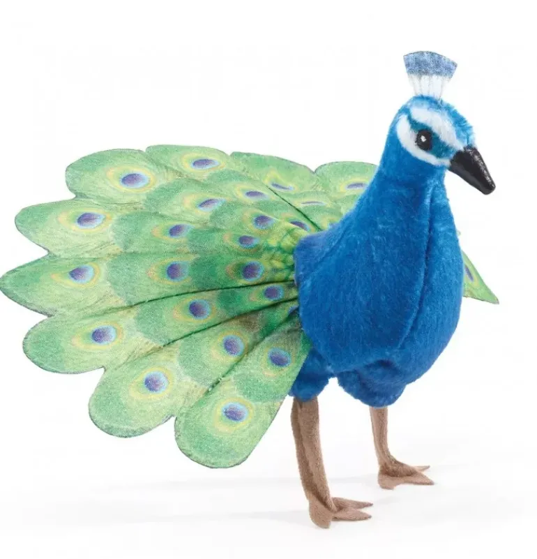 Peluche marionnette mini paon