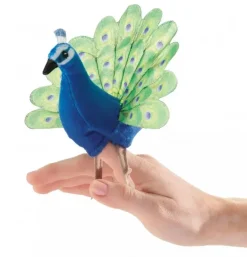 Peluche marionnette mini paon