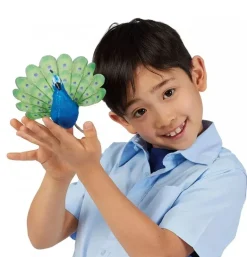 Peluche marionnette mini paon