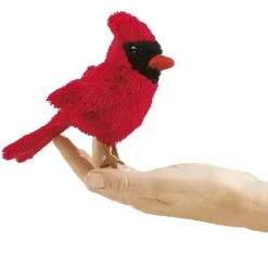 Peluche marionnette Mini oiseau cardinal