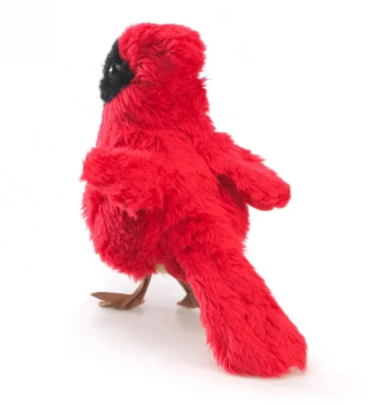 Peluche marionnette Mini oiseau cardinal