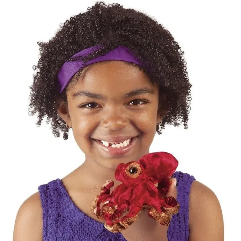Peluche marionnette Mini pieuvre rouge
